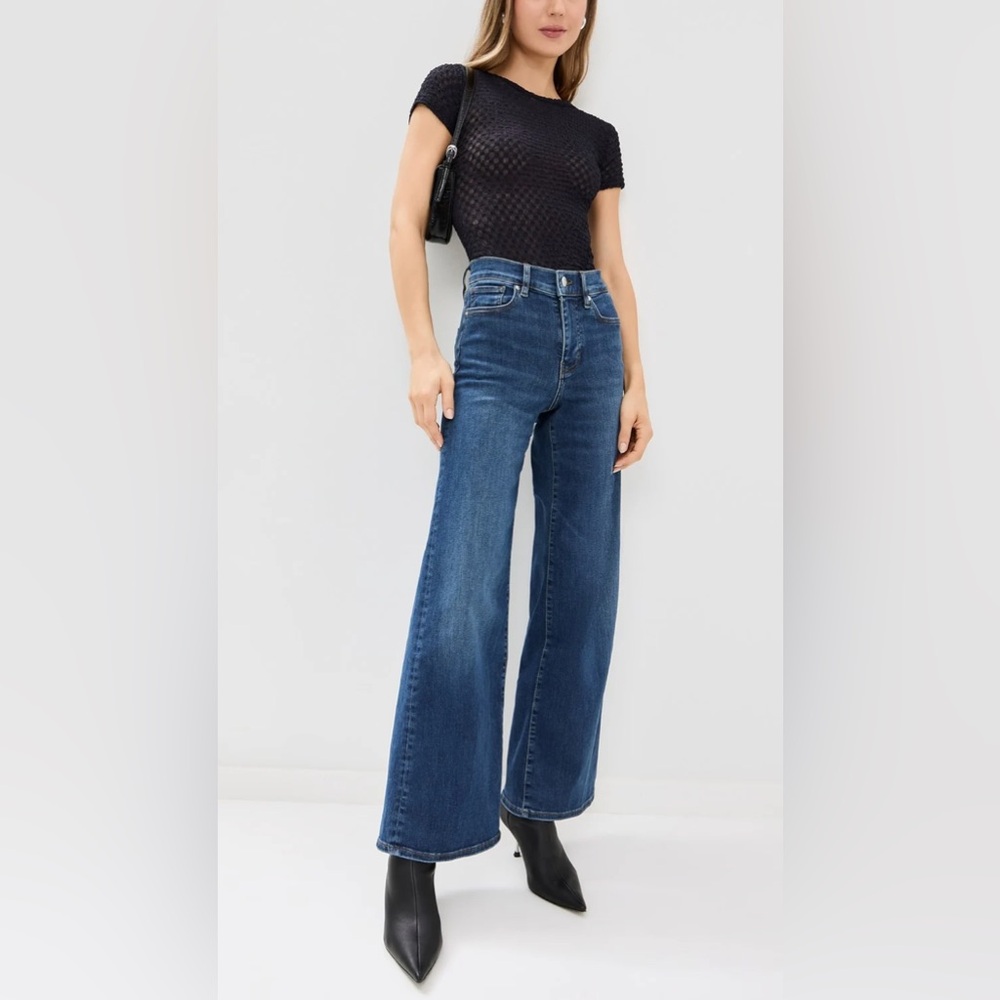 Frame Denim Le Slim Palazzo High Rise Wide Leg Dark Wash Jeans in Skywalk 25 - Picture 13 of 15